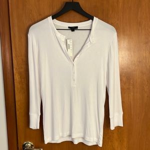 J. Crew ribbed button up Henley in white